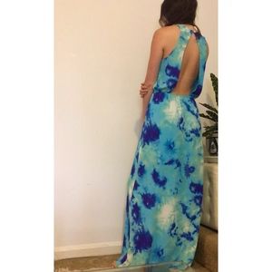 Open Back Blue Maxi Dress